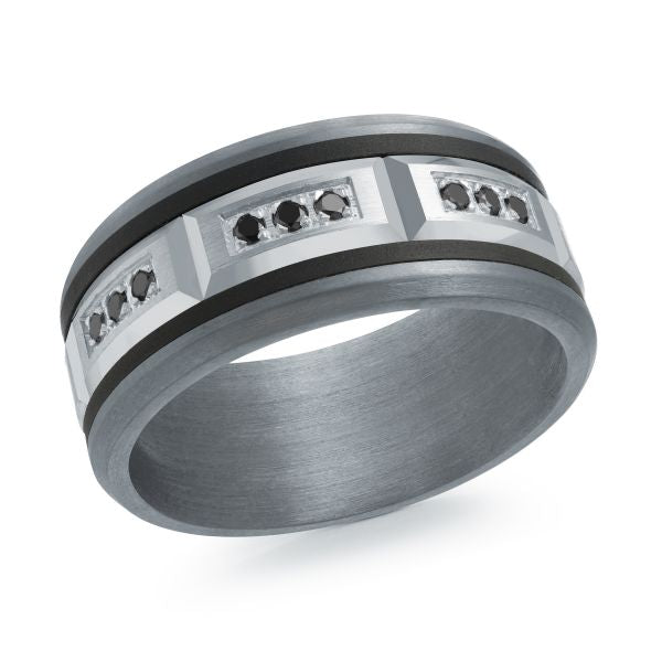 Tantalum & 14K Gold Diamond Band, 0.14 CT