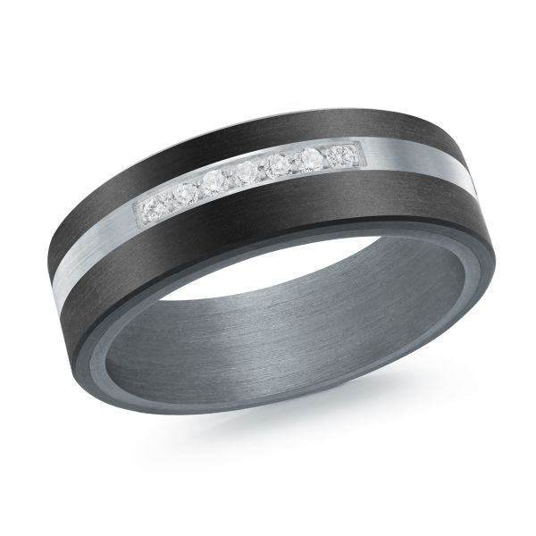 Tantalum & 14K Gold Diamond Band, 0.11 CT