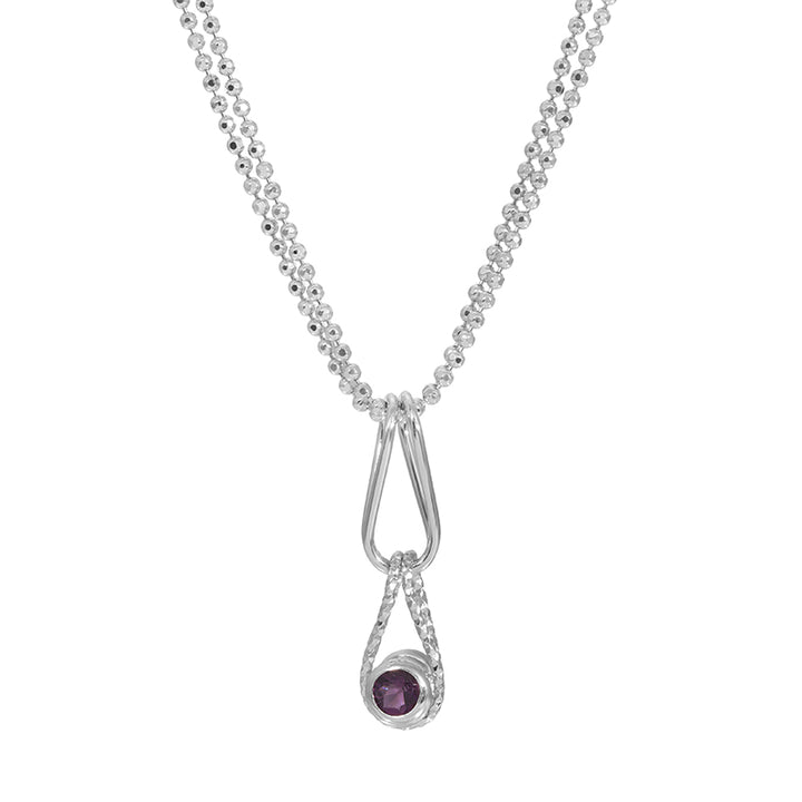 4mm Blue Topaz & Amethyst Double Tear Drop Pendant.