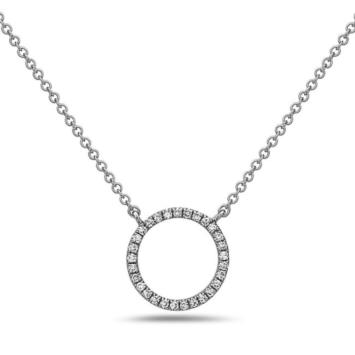 14K White Gold Open Circle Pendant