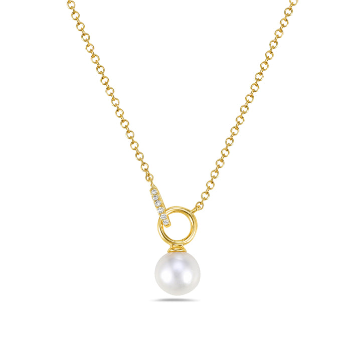 14k yellow gold pearl and diam