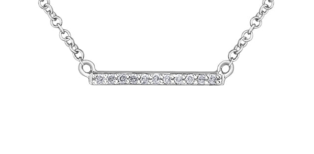 FINAL SALE - 10 Karat 0.055TDW Diamond Bar Necklace,
