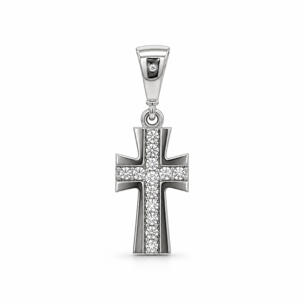 Micro Cross Pendant with Cubic Zirconias