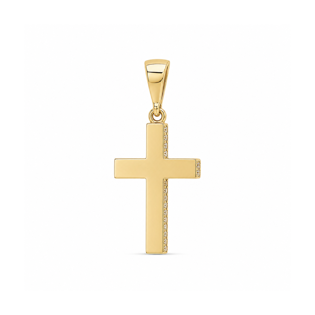 10k Yellow gold Polished Cross Pendant with Cubic Zirconias
