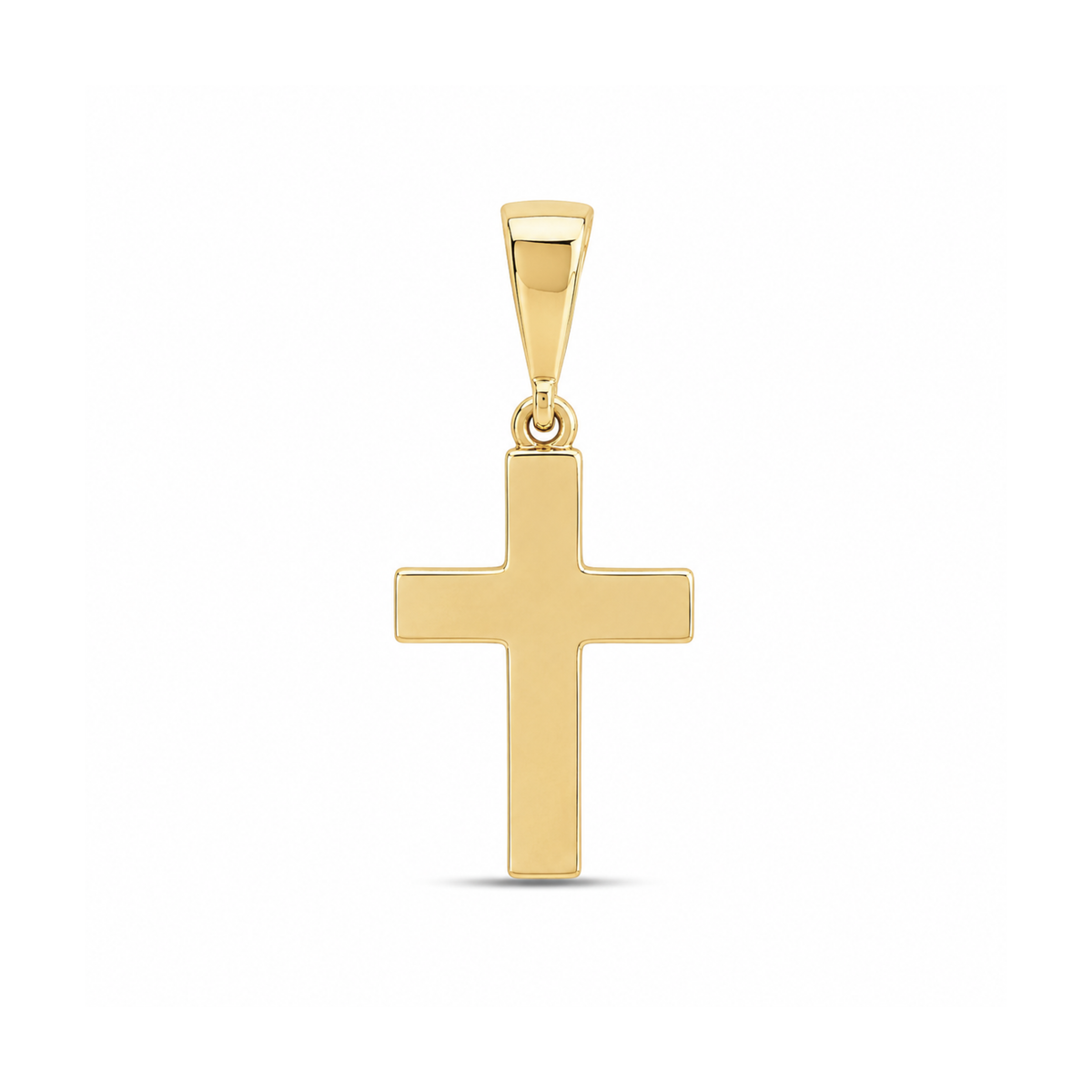 10k Yellow gold Polished Cross Pendant with Cubic Zirconias