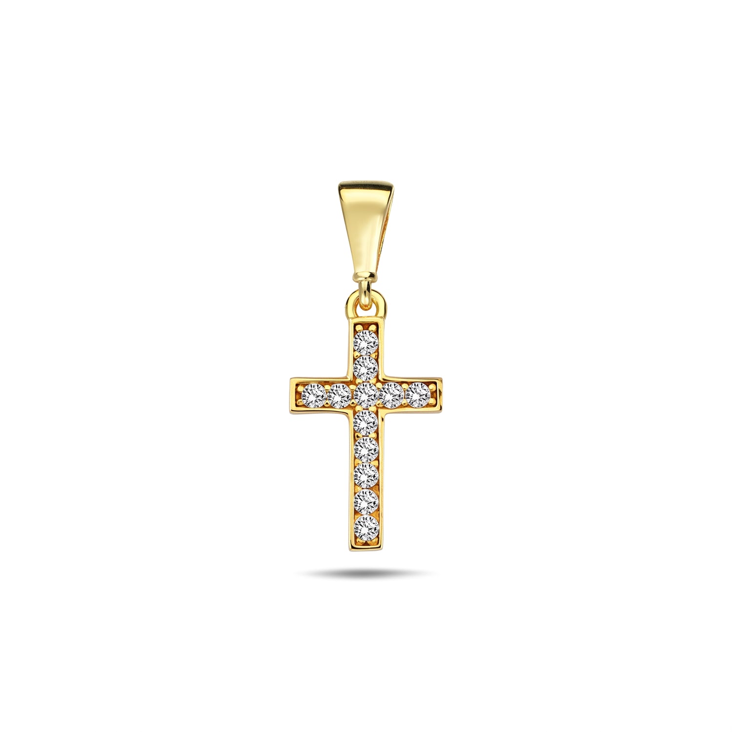 10k Yellow Gold Small Cubic Zirconia Cross Pendant (14.3mm x 8.1mm) - Chain Not Included