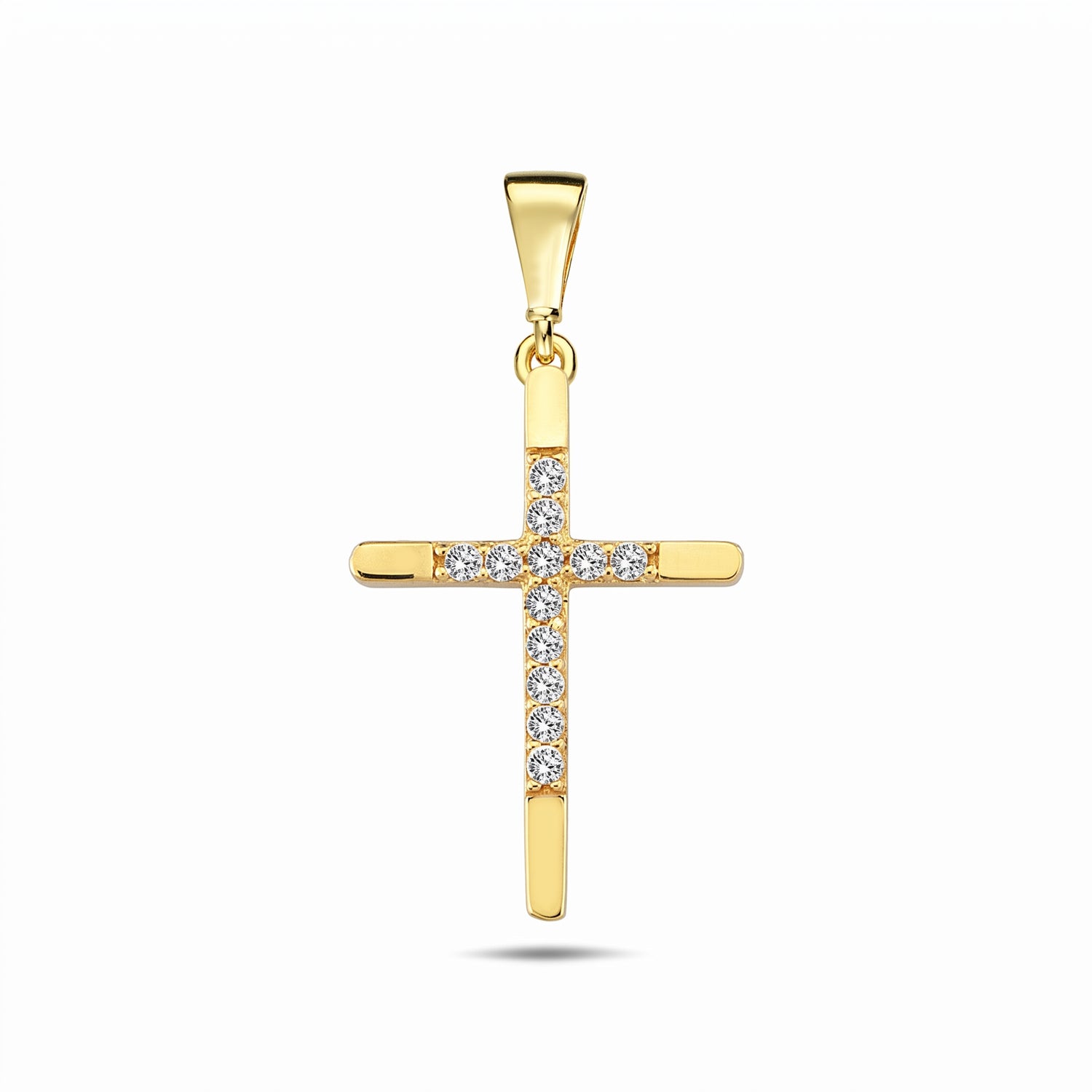 10k Yellow Gold Cubic Zirconia Cross Pendant (23mm x 15mm) - Chain Not Included