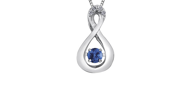 Pulse 10K White Gold September Sapphire Teardrop Pendant