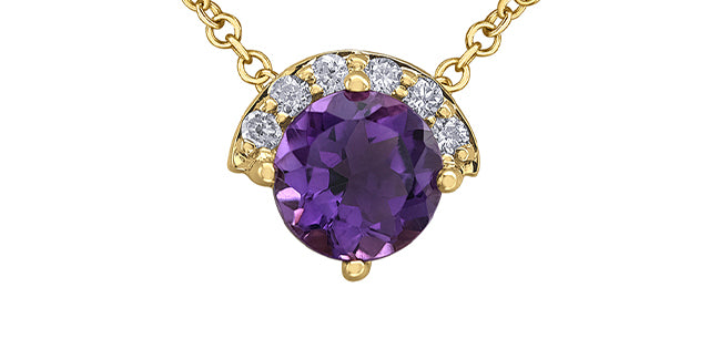 Diamond Days 10K Yellow Gold Amethyst & Diamond Fan Pendant