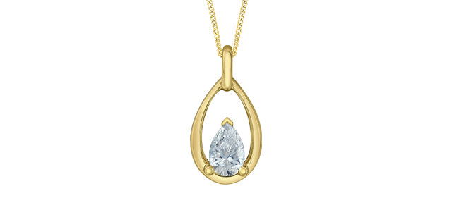 Lab-Grown Pear Daimond Pendant, 0.30TDW