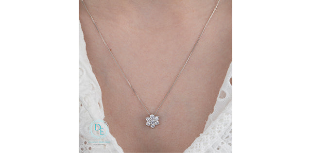 Lab-Grown Flower Diamond Pendant, 0.75TDW
