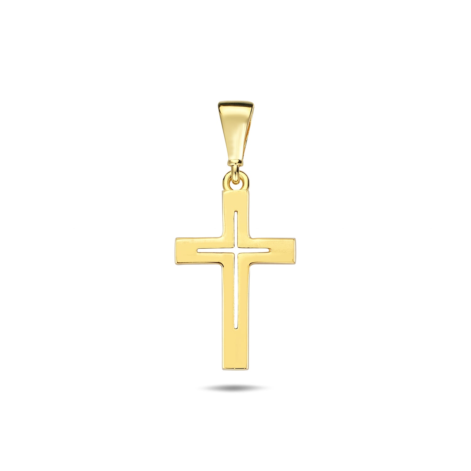 10k Yellow Gold Cutout Flat Cross Pendant