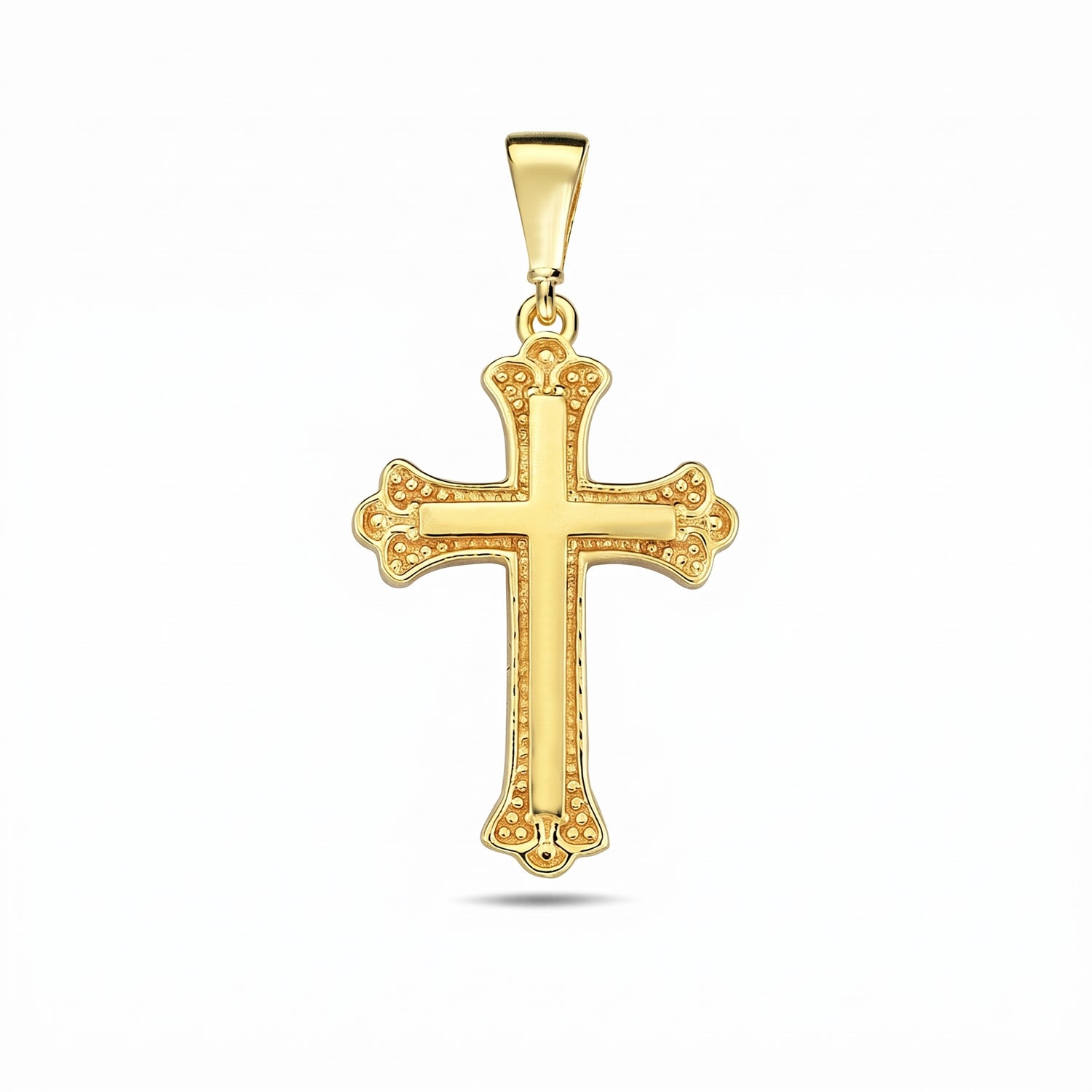 10k Yellow Gold Budded Fleur-de-Lis Cross Pendant (20mm x 12.7mm)