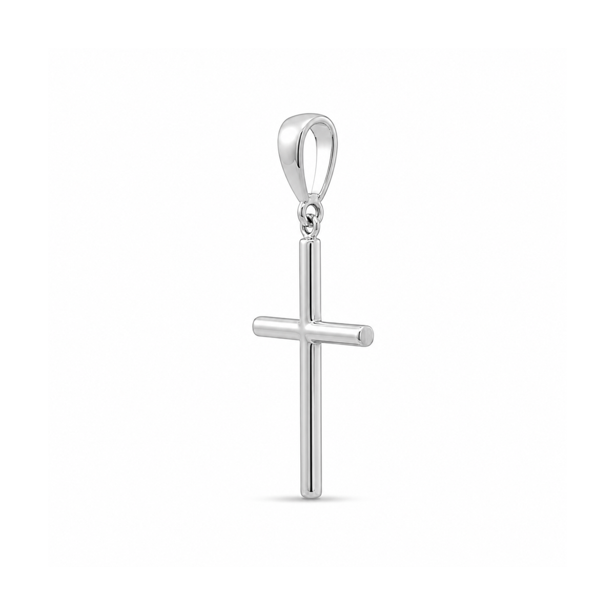 10k White Gold 20mm Tube Cross Pendant