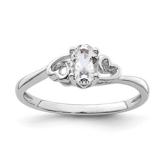 Silver Birthstone Ring- April