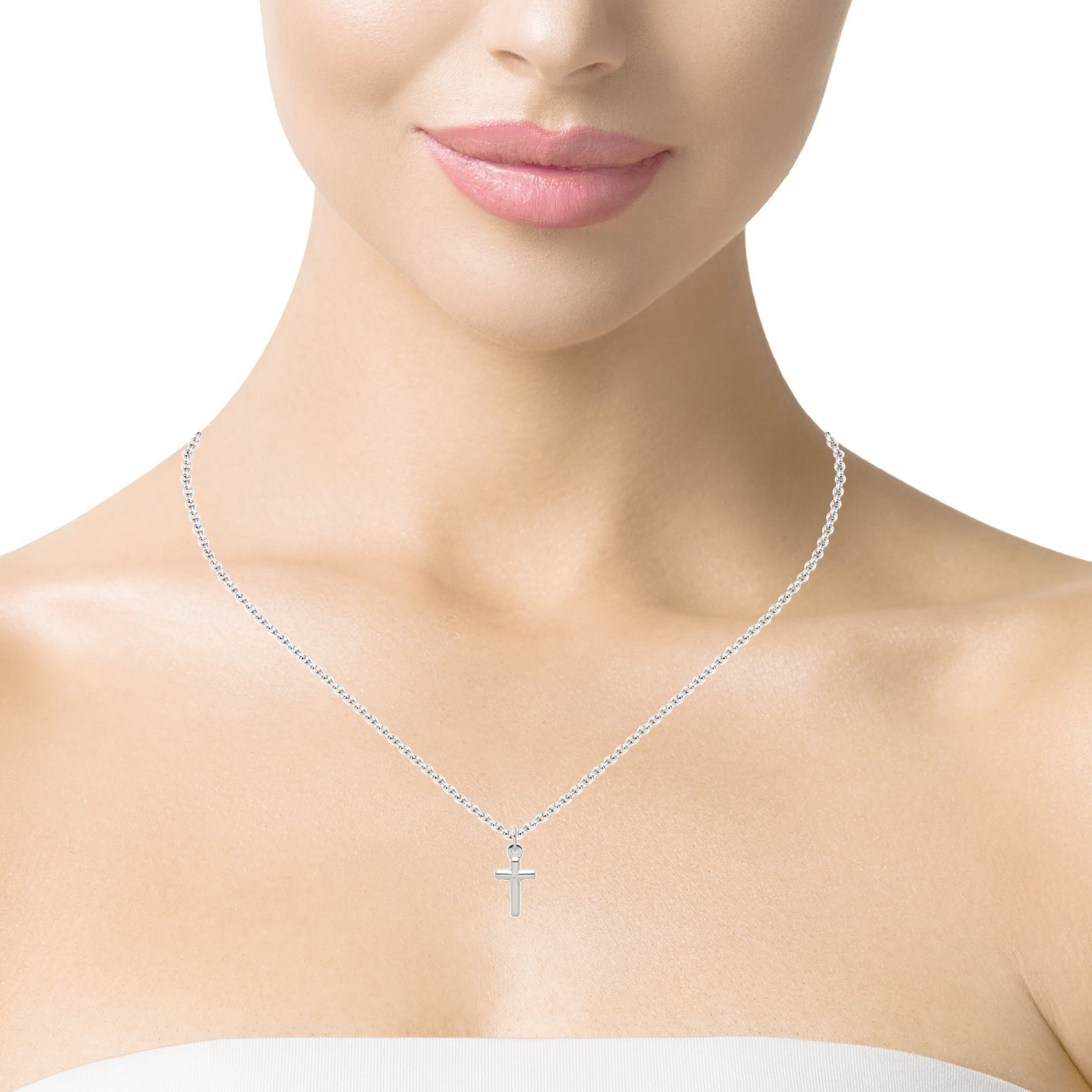 Silver Small Puffed Cross Pendant
