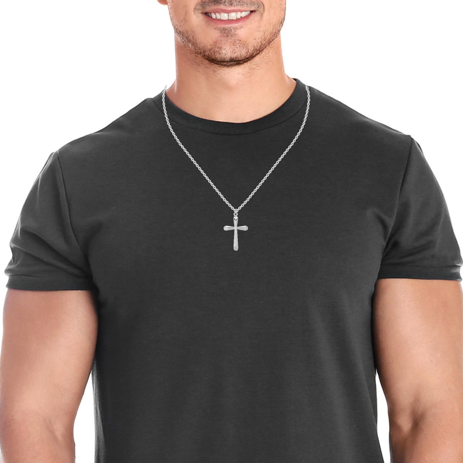 Silver Polished Flat Cross Pendant.