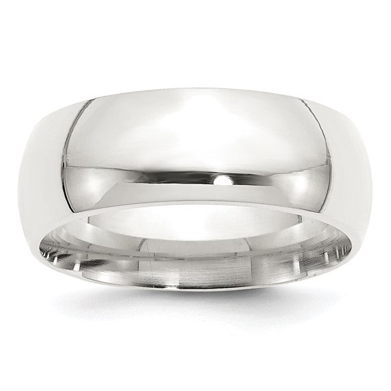 8MM Comfort Fit Sterling Silver Domed Band, size 10.0