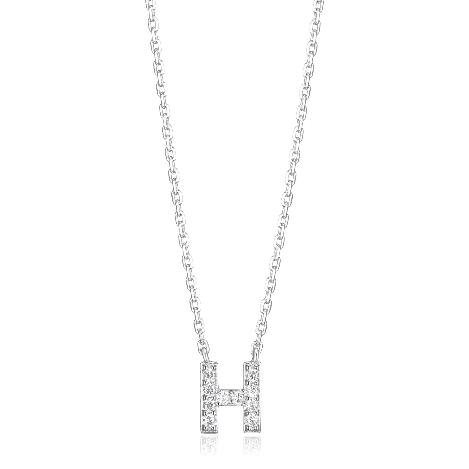 Initial H Necklace with CZ Accents