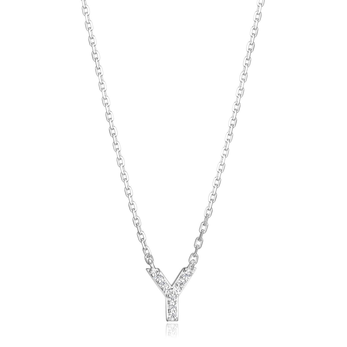 FINAL SALE - Initial Y Necklace with CZ Accents