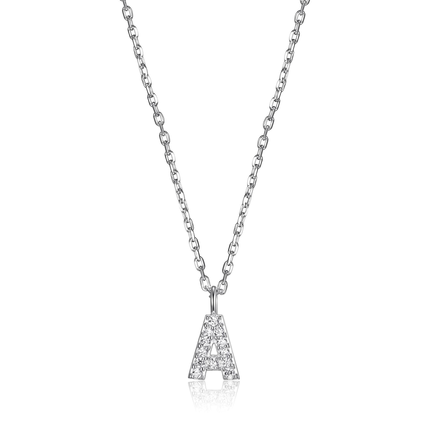 Initial A Pendant with CZ Accents