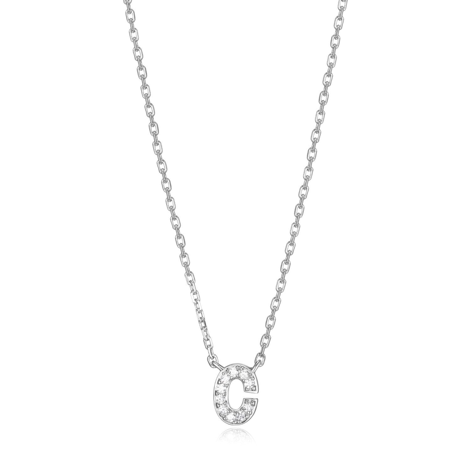 Initial C Pendant with CZ Accents