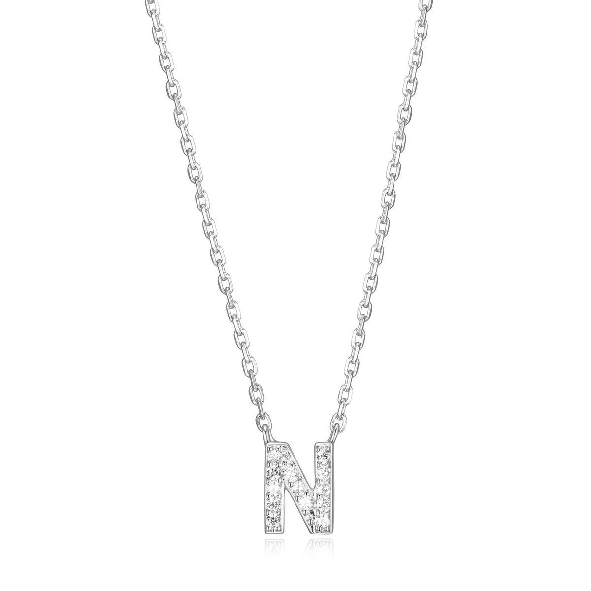 FINAL SALE - Initial N Pendant with CZ Accents, 18"