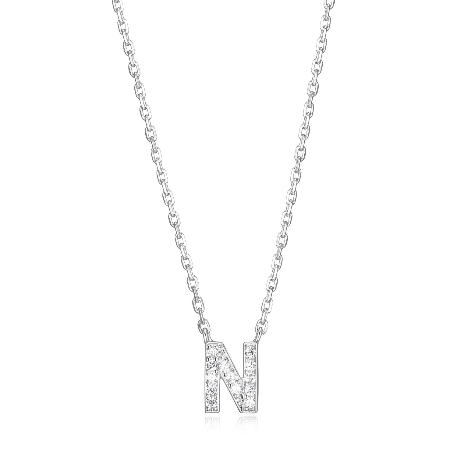 Initial N Pendant with CZ Accents, 18"