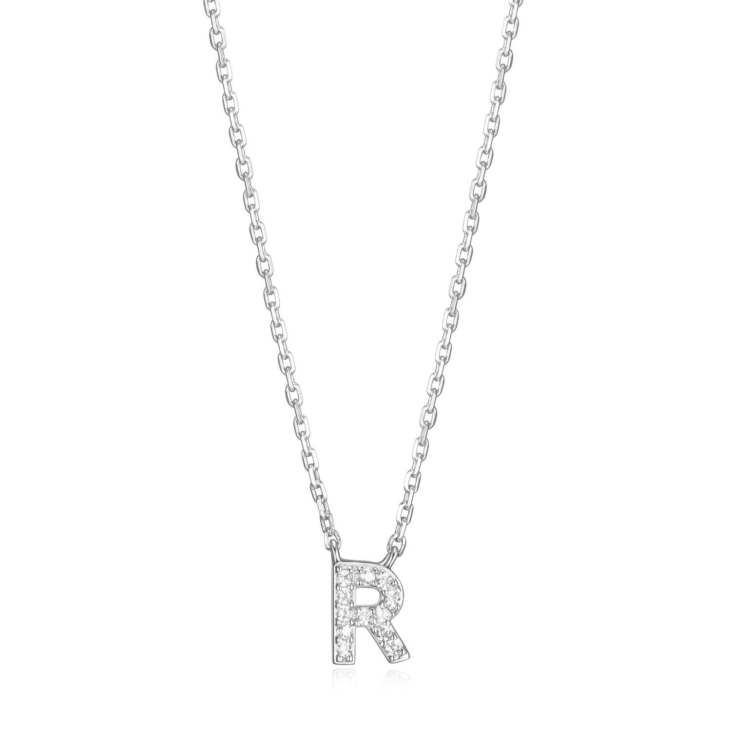 Initial R Necklace with CZ Accents