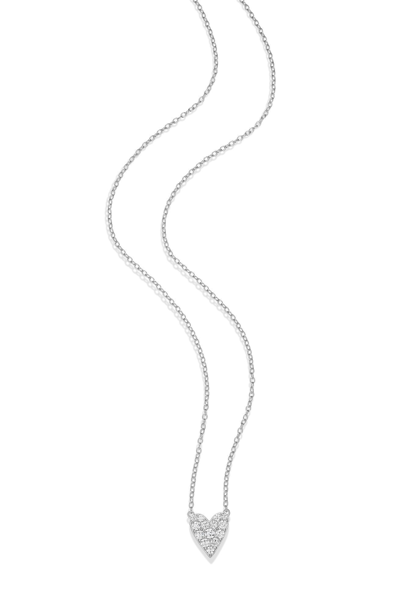 Sterling Silver Heart Necklace, 18 "