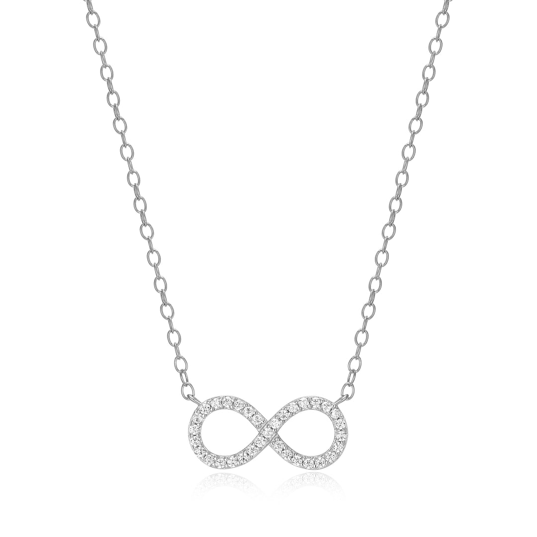 "M" Rhodium-Plated Sterling Silver Lab-Created Diamond Infinity Necklace