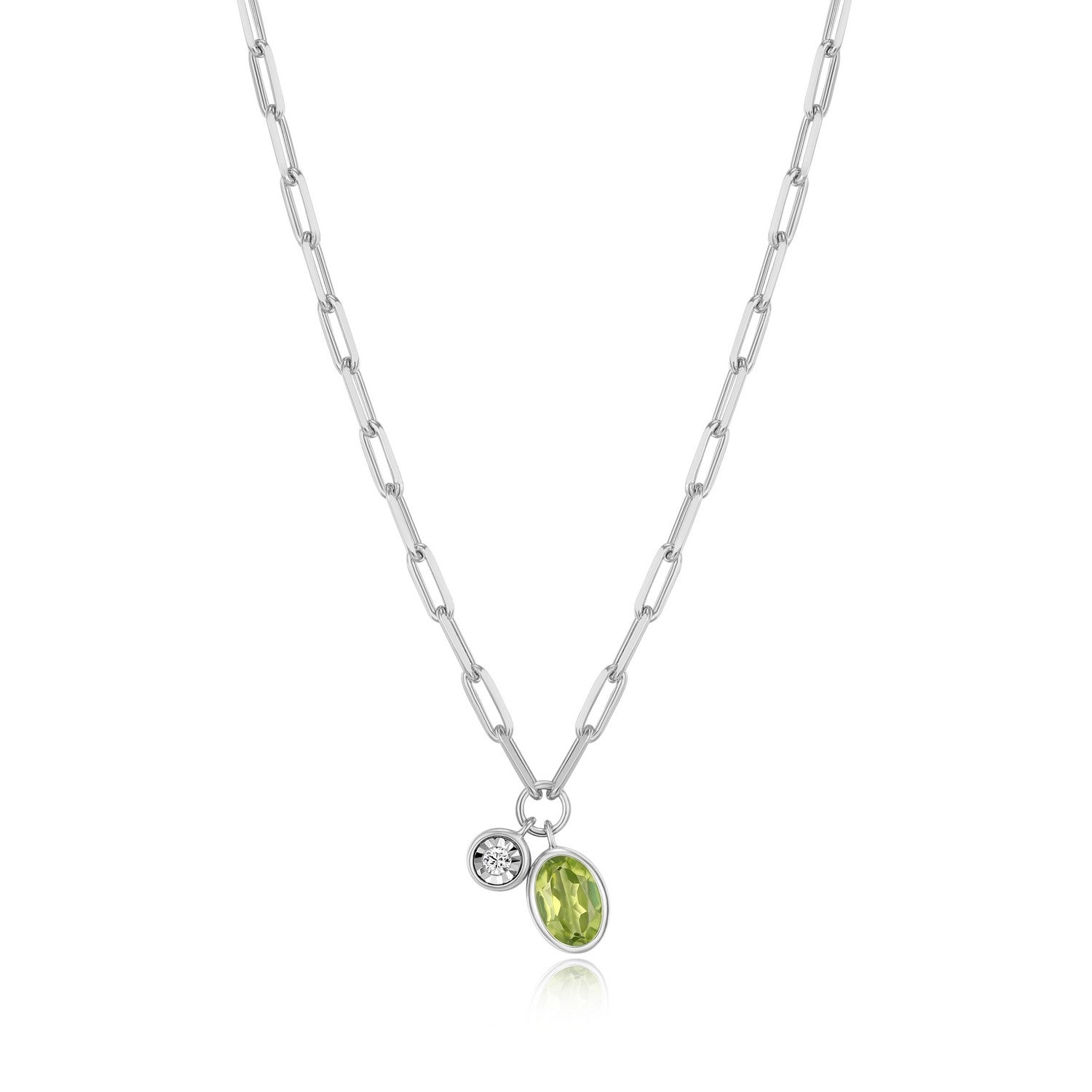 Peridot & Lab-created Diamond Pendant.