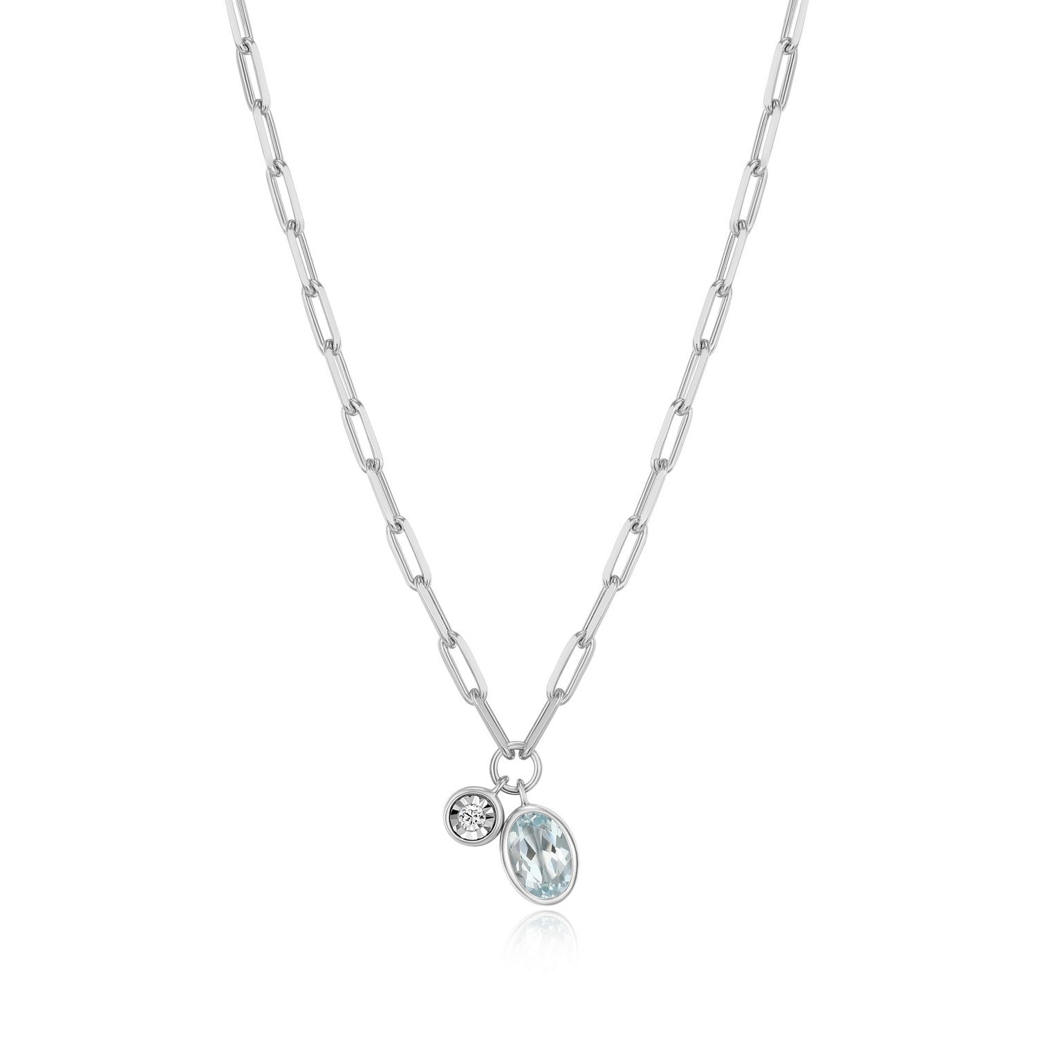 "M" March Birthstone Pendant with Lab-Grown Diamond