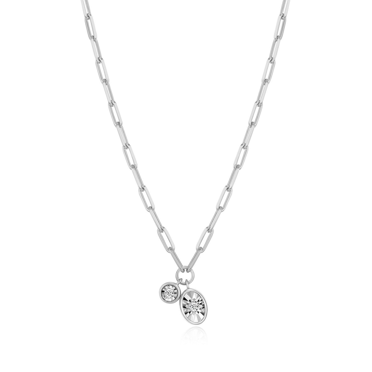 "M" April Birthstone Lab-Created Diamond Paperclip Necklace