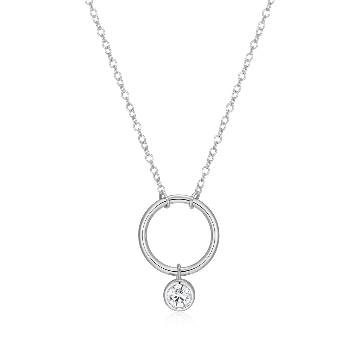 Open Circle Necklace with Lab-Grown Diamond Charm