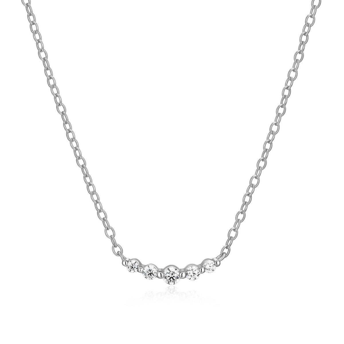 5-Stone Curved Bar Pendant, Sterling Silver