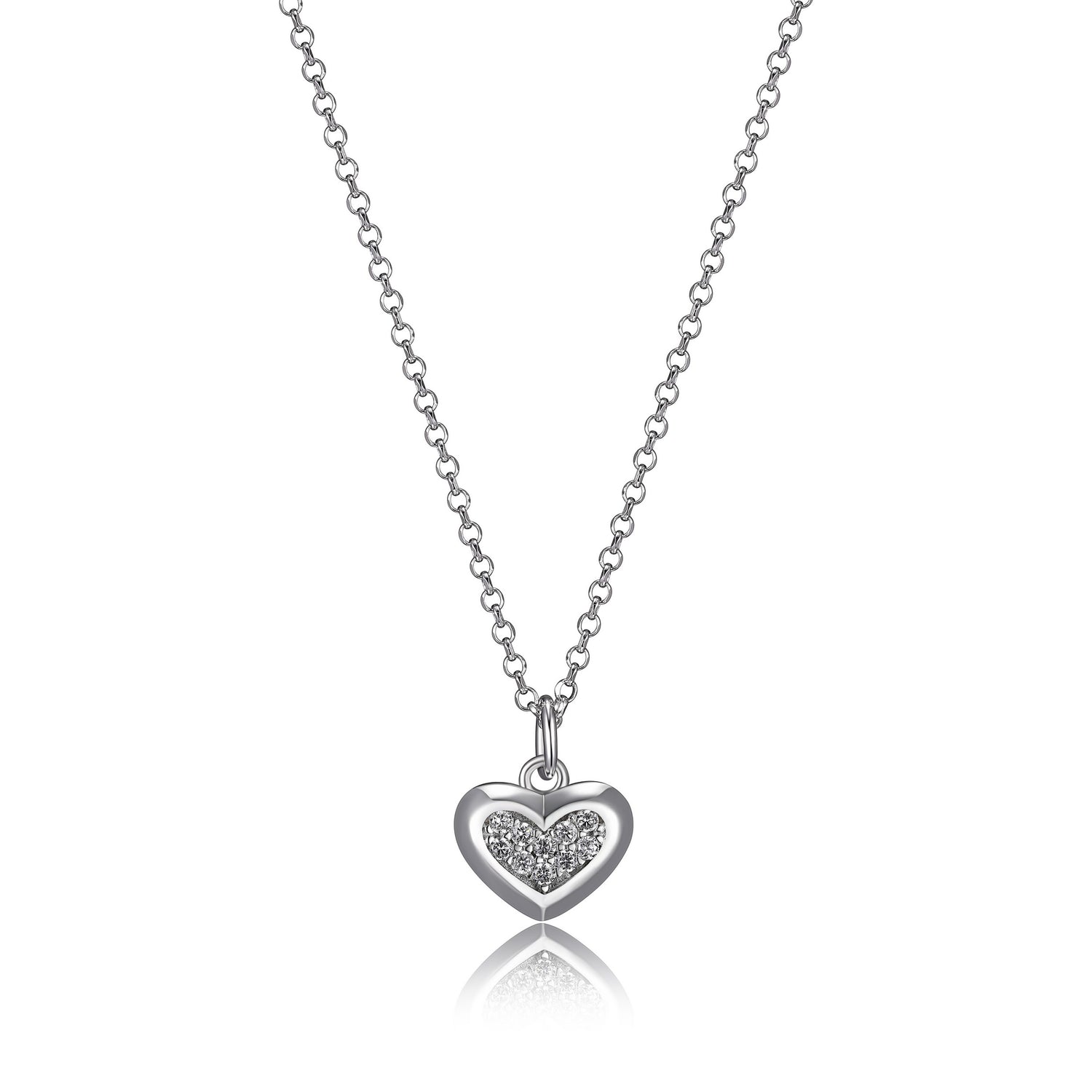 "Scintillations" Sterling Silver Heart Necklace, 20"