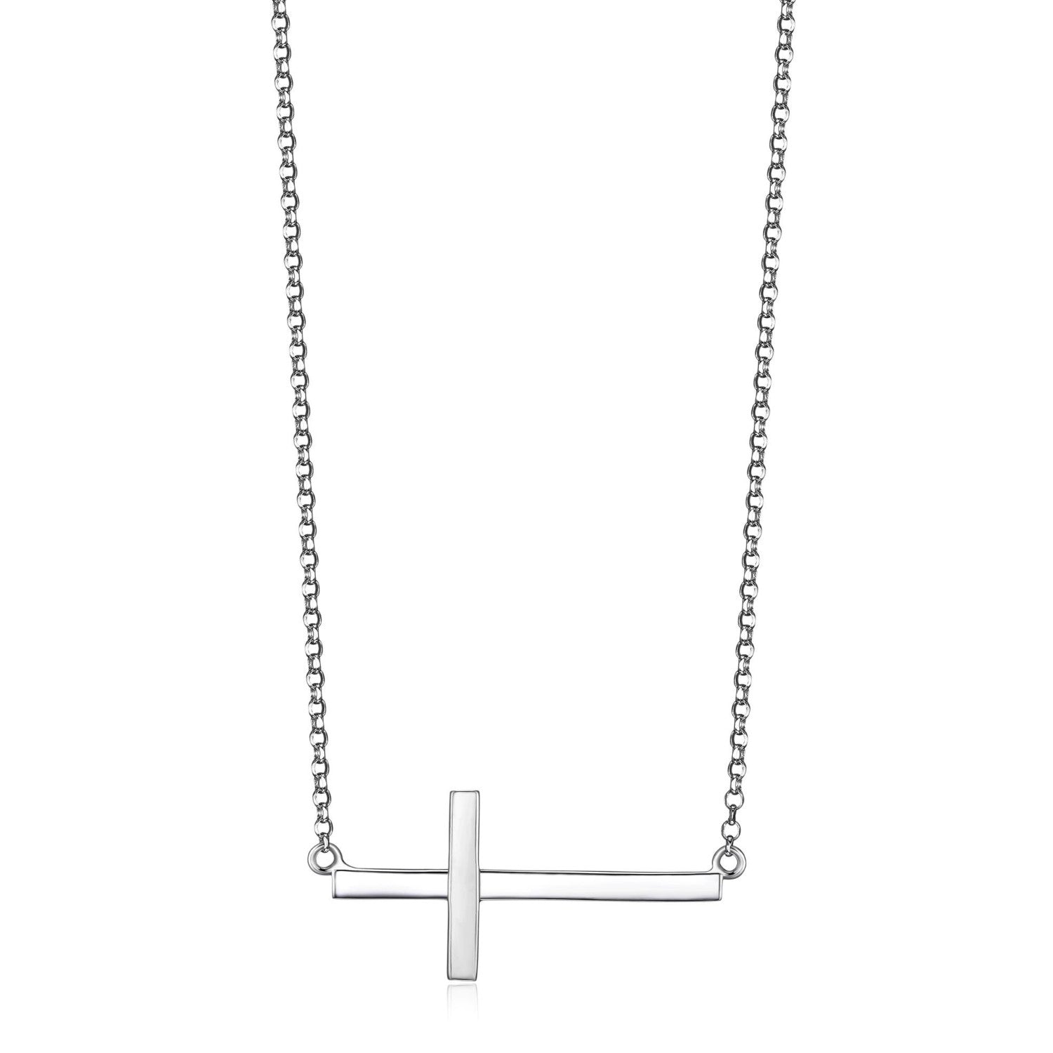Sideways Polished Cross Pendant