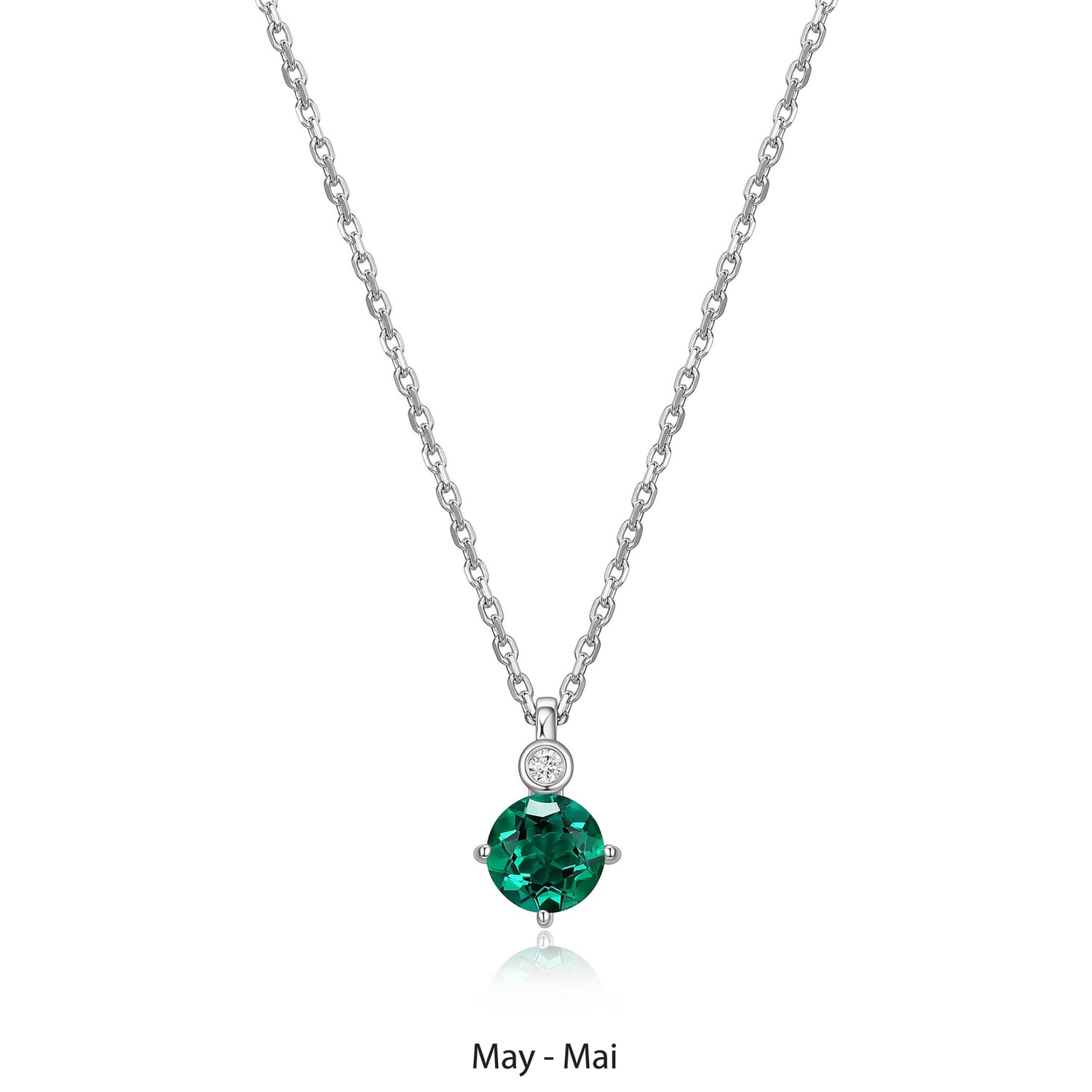 6mm Emerald Pendant with a Lab-grown Diamond Accent.