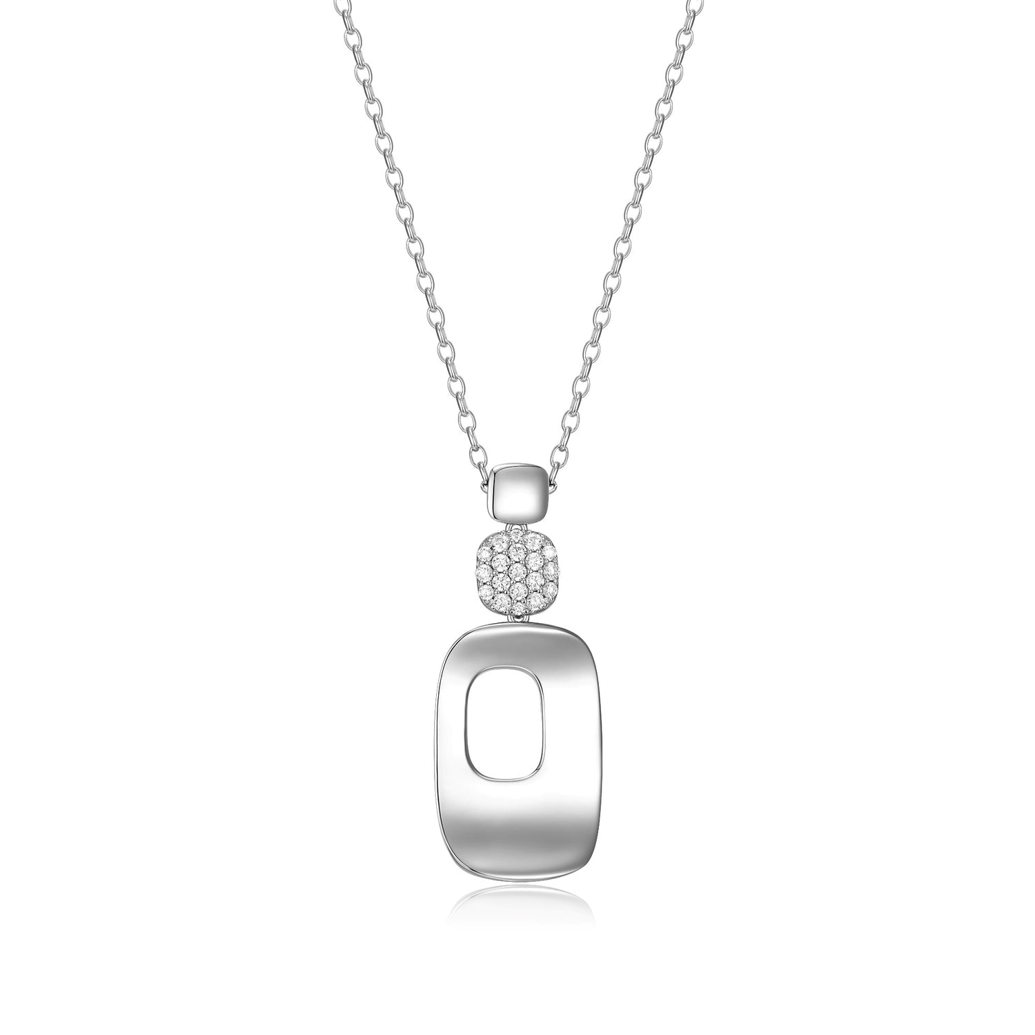 Cushion & Rectangle Cut Out Pendant with CZ Accents
