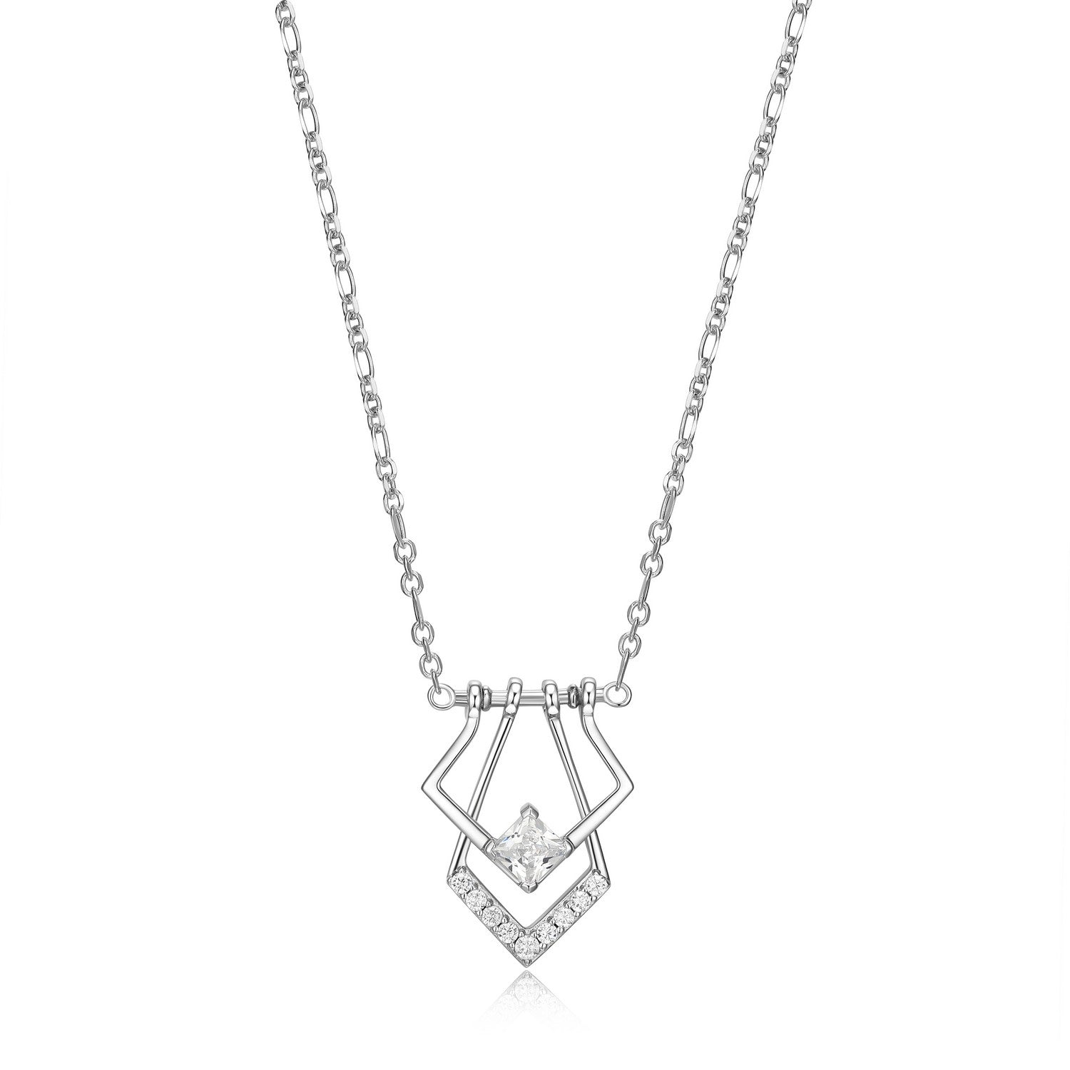 ELLE "Art Deco" Geometric Princess CZ Necklace