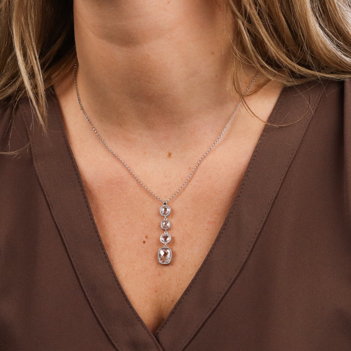 Graduated Checkerboard Cut Long Drop Pendant