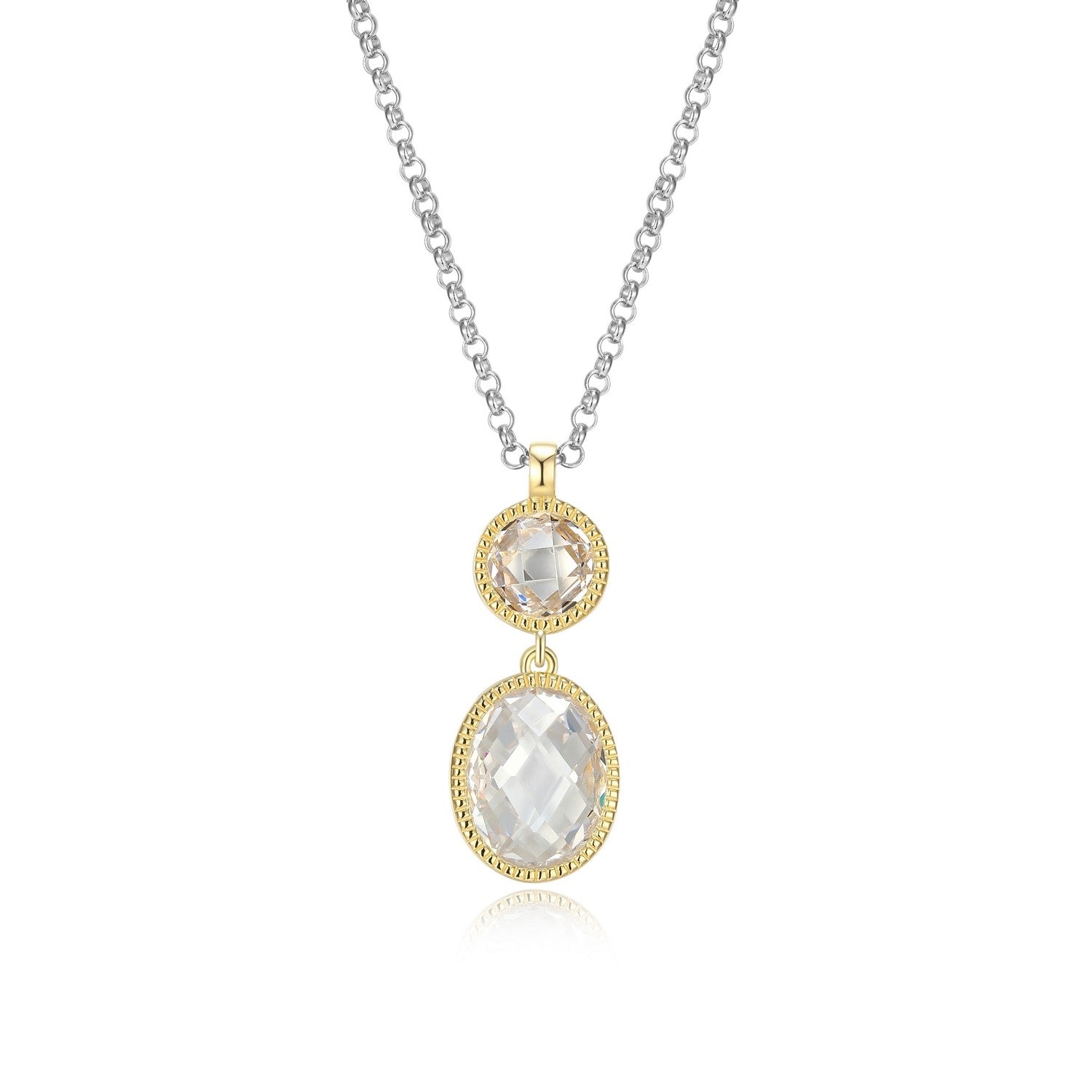 Checkerboard Cut Oval CZ Pendant.