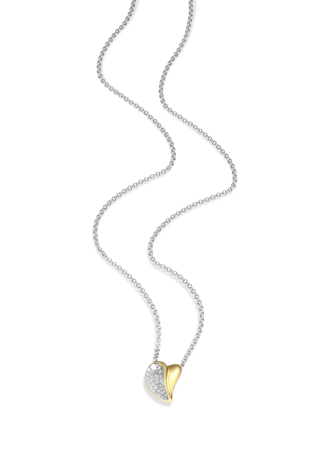 Two-Tone Floating Heart Pendant with CZ Accents