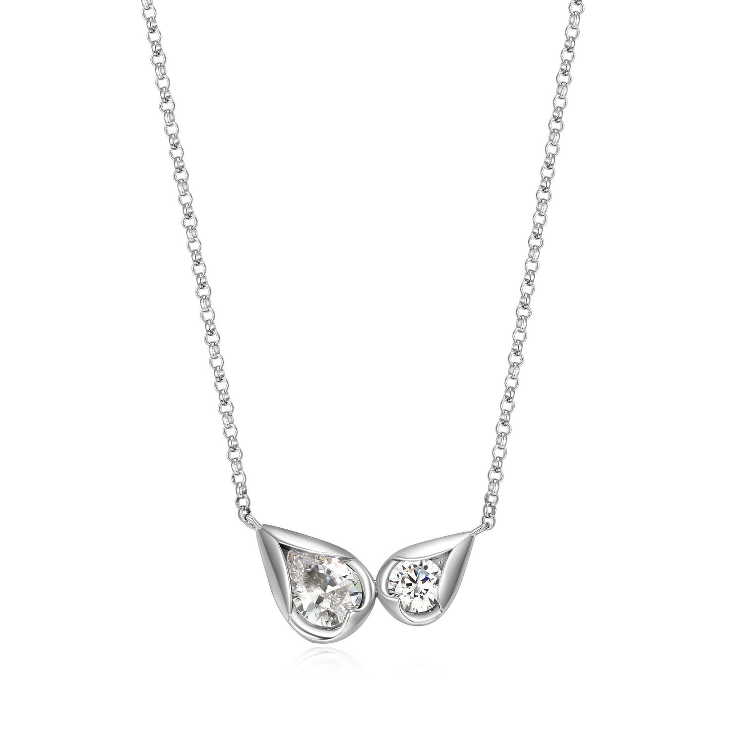 Pear & Round Double Stone Necklace