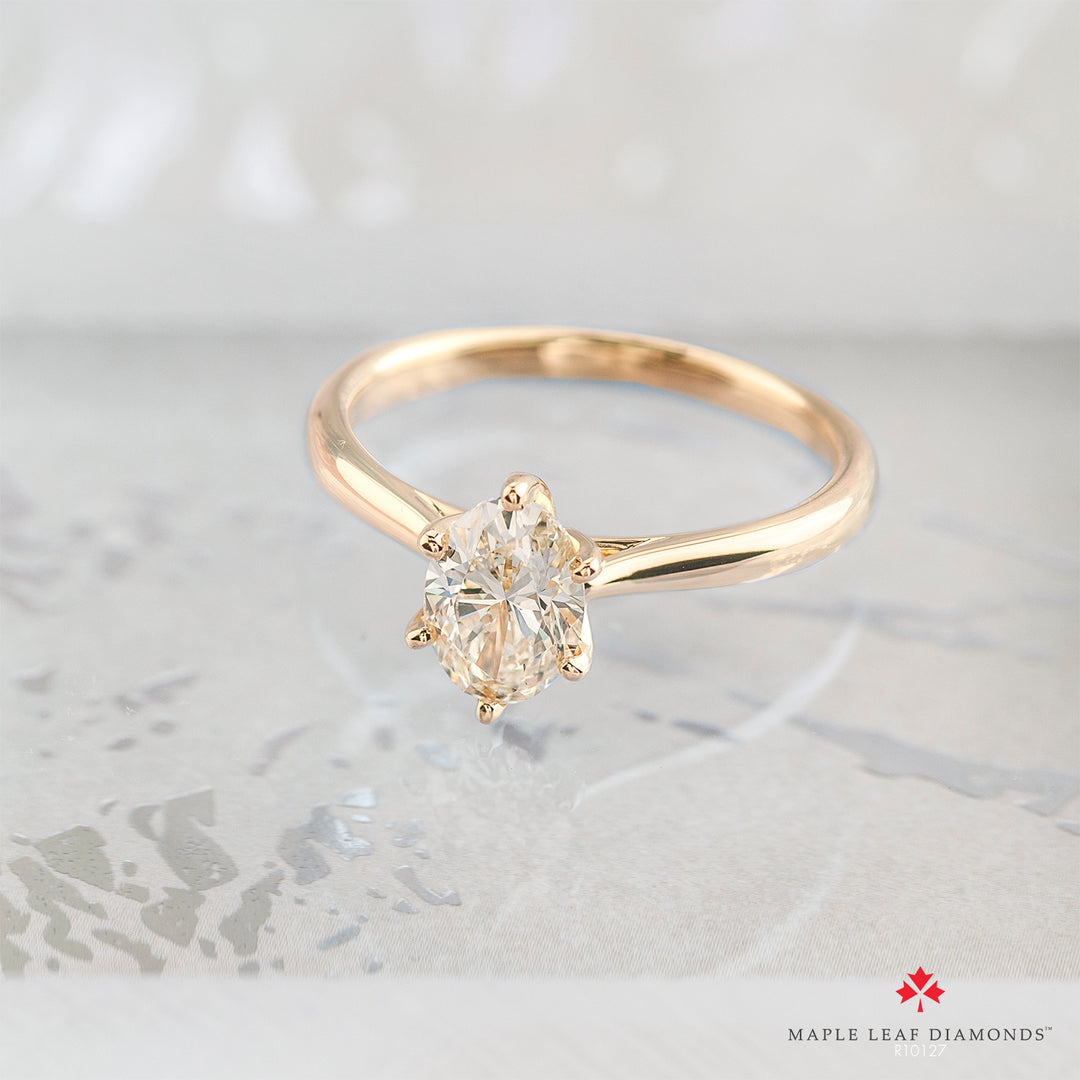 14k Maple Leaf Diamonds Eternal Flames Solitaire Engagement Ring,