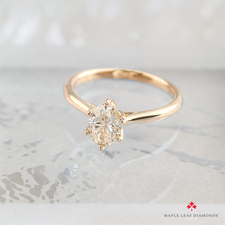 14k Maple Leaf Diamonds Eternal Flames Solitaire Engagement Ring,