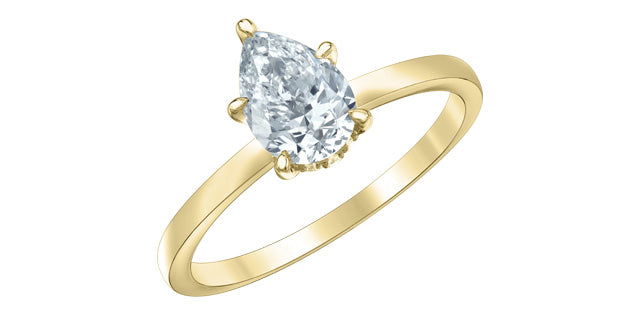 Diamond Evolution 14ky 1.07ct LG Pear Cut Hidden Halo Engagment ring 1.13tdw