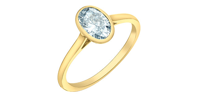 Diamond Evolution 14ky 1.05ct LG Oval Cut Bezel Set Solitaire Engagment ring