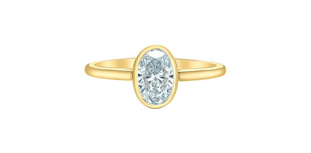 Diamond Evolution 14ky 1.05ct LG Oval Cut Bezel Set Solitaire Engagment ring